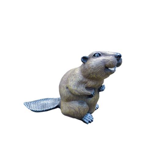 Decorative sculpture designed as a gloss grey colored cartoon beaver 40cm
