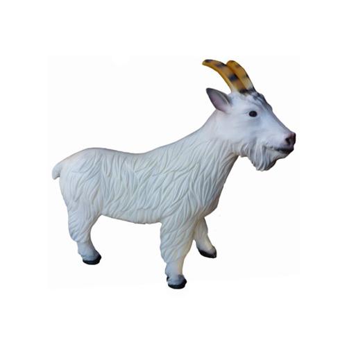 White colored deco figure of standing mountain shaggy goat 78cm