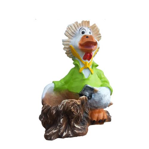 Deco figure designed as a duck in a green shirt with a stump 73cm