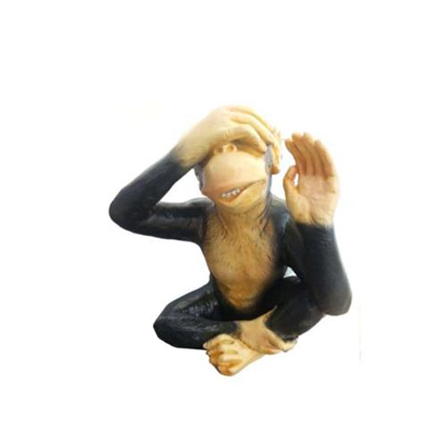 Deco figure designed as a black white sitting no seeing monkey 34cm