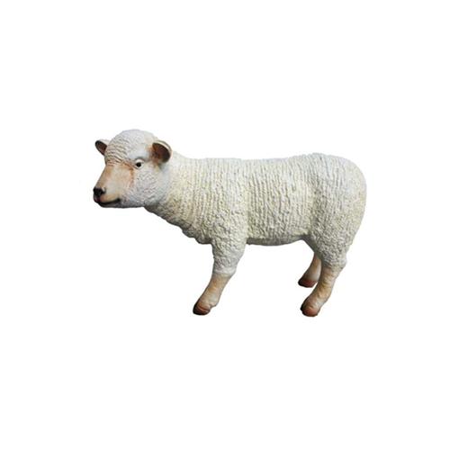 Original white colored deco figure of standing shaggy lamb 55cm