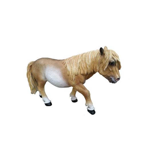 Motley creame colored deco figure of a blond walking pony 80cm