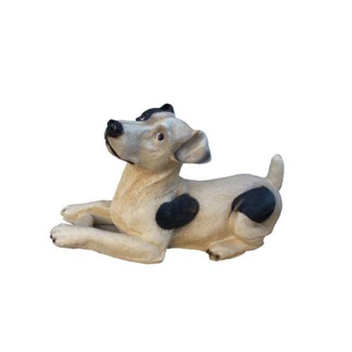 Decorative sculpture designed as motley white black lying puppy 24X40cm (A595)