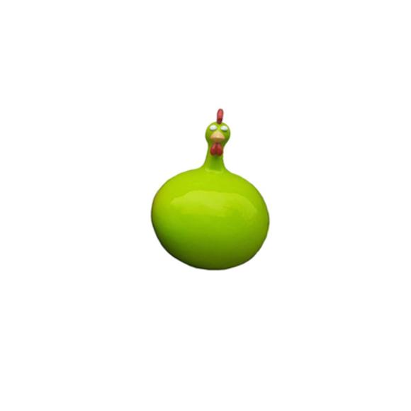 Full green colored gloss decorative sculpture designed as a round cartoon funny rooster 60cm