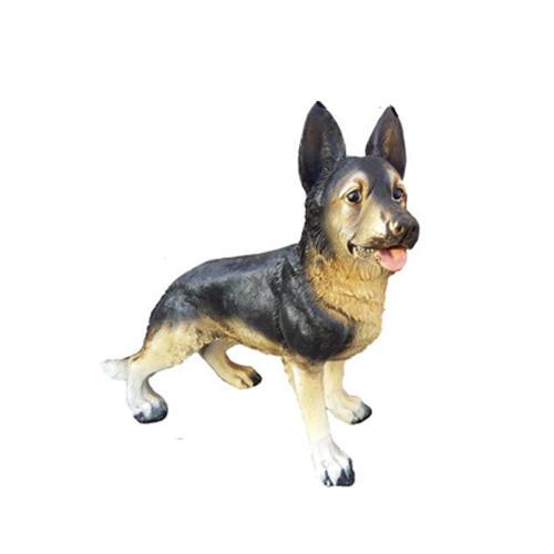 Motley in dark tones colored decorative sculpture of stanning german shepherd puppy 24x32cm (A602)