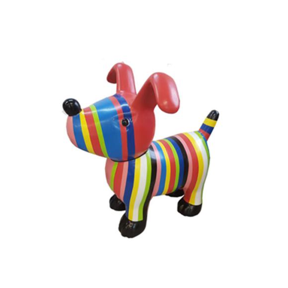 Decorative sculpture designed as a colorful puppy with stripes & pink ears 91cm
