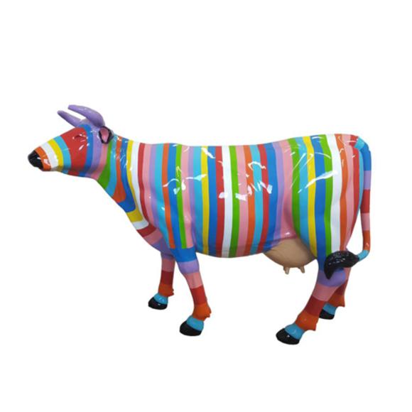 Decorative sculpture designed as gloss bull figure with colored stripes 147x210cm sizes