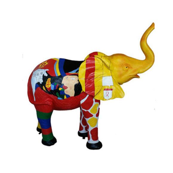 Decorative garden sculpture designed as colorful elephant figure 160x160cm sizes