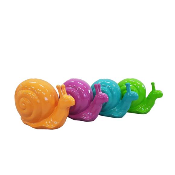 Abstract decorative sculpture designed as gloss colorful snail 34 cm