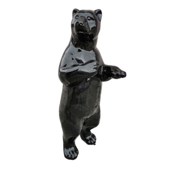 Decorative full black painted gloss bear sculpture 178cm height