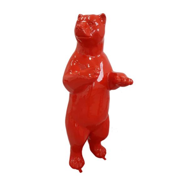 Decorative full black colored gloss bear sculpture 178cm height