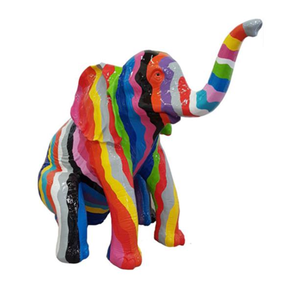 Colorful sitting gloss decorative elephant sculpture 140cm height