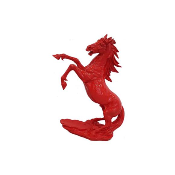 Decorative sculpture designed as a full red colored gloss mustang horse 92cm