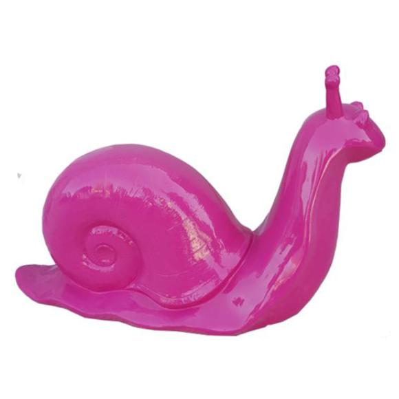 Decorative sculpture designed as a full pink colored gloss snail 50x100cm