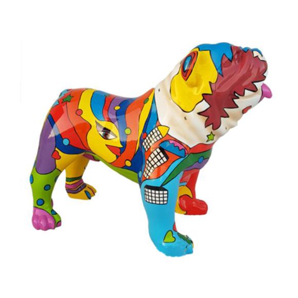 Decorative modern art sculpture designed as a gloss multi-colored dog 72x90cm