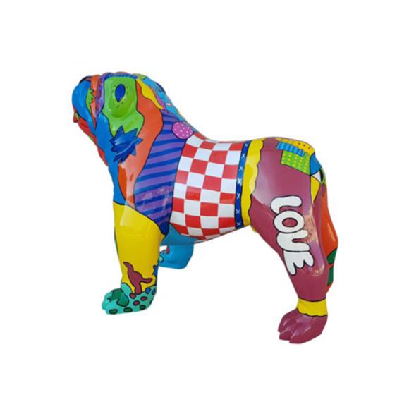 Decorative sculpture designed as a gloss dog in comics art patterns 72x90 cm