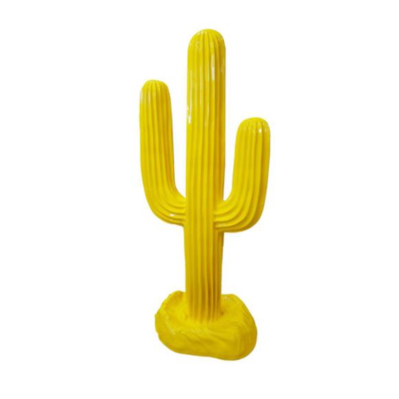 Full yellow decorative sculpture designed as gloss cactus 185cm height