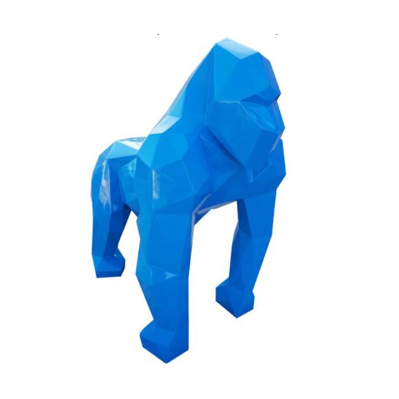 Decorative sculpture designed as a geometric blue colored gorilla 128x78x118cm