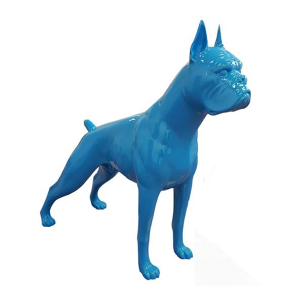 Full blue colored decorative sculpture of gloss bulldog figure 178x190cm sizes