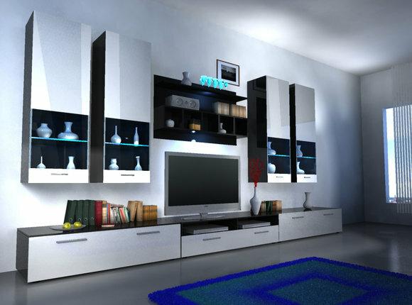 Alfa II hinged cabinet: Option 2 white - black (KB) LED Design Quality