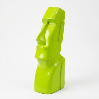 Gloss abstract decorative sculpture designed as green standing moai 75cm N90