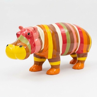 Decorative gloss colorful stripes painted hippopotamus figure 320cm length