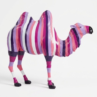 Camel with colorful abstract stripes figurine decorative sculpture 210cm height