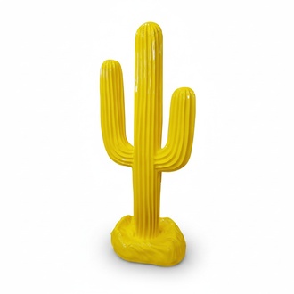 Full yellow decorative sculpture designed as gloss cactus 185cm height