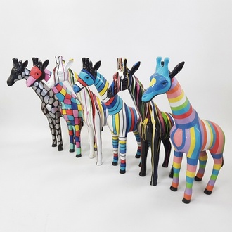 Abstract decorative gloss sculpture designed as a multi-colored giraffe 115cm