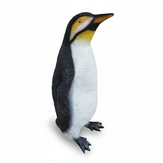 Decorative garden sculpture designed as a standing natural colored penguin 80cm