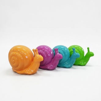 Abstract decorative sculpture designed as gloss colorful snail 34 cm