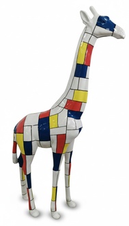 Abstract decorative sculpture of white giraffe with colorful patterns figure 205 cm height (P27)