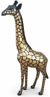 Abstract black gloss decorative giraffe figure with golden paints 205cm height P21