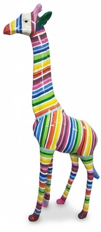 Abstract decorative giraffe sculpture with colorful stripes 205cm height (P154)