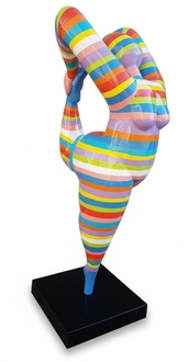 Abstract decorative gymnastic sculpture with colorful stripes 200cm height (P23)