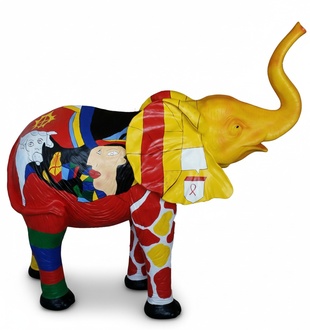 Abstract colorful decorative elephant figure sculpture 160 cm height A688