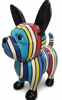 Abstract decorative sculpture designed as colorful puppy with stripes 91 cm (A641)