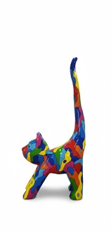 Decorative sculpture of gloss abstract colorful cat figure 190cm height