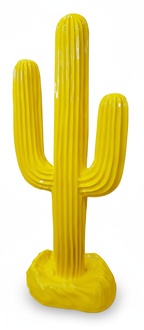 Full yellow painted decorative cactus sculpture 185cm height