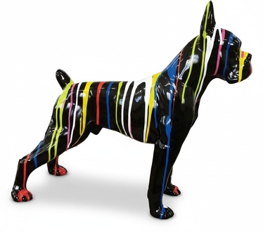 Full black painted gloss bulldog figure with abstract stripes 173cm length A841