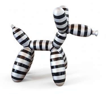 Abstract decorative sculpture designed as white black stripes colored balloon animal figure