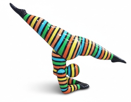 Abstract decorative sculpture designed as a gymnastic figure in colorful stripes 86cm (P152)