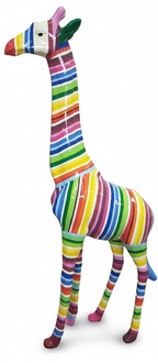 Decorative gloss abstract stripes colored giraffe figure 205cm height (P154)