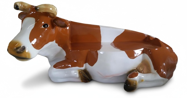 Gloss lying cow decorative garden sculpture 208cm length (A222B)