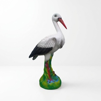 Natural colored decorative garden sculpture designed as a stork on the grass 80cm