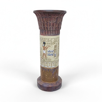 Antique egyptian column style decorative figure pillar with hieroglyphs 90cm height (C11)