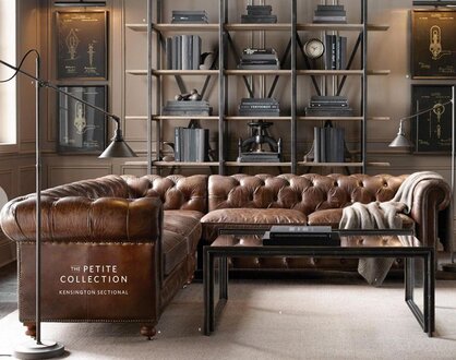Chesterfield Vintage Style Corner Sofa L-Shape Brown Real Leather Upholstery Couch New