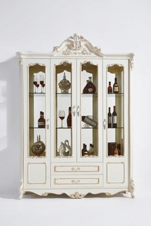Antique Style Cabinet Baroque Glass Cupboard Furniture Wood