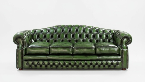 Antique Chesterfield Leather Sofa Couch Upholstery 100% Genuine Leather 5 Seater