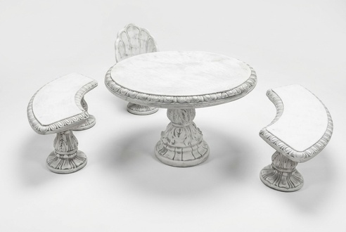 Antique Knight Style Table Garden Tables Stone Decoration Round Furniture Concrete S105003